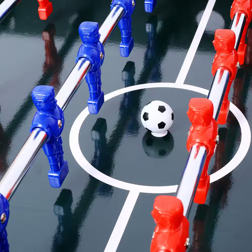 54 In. Black Hurricane Foosball Table for Family Game Rooms, Analog Scoring and Free Accessories
