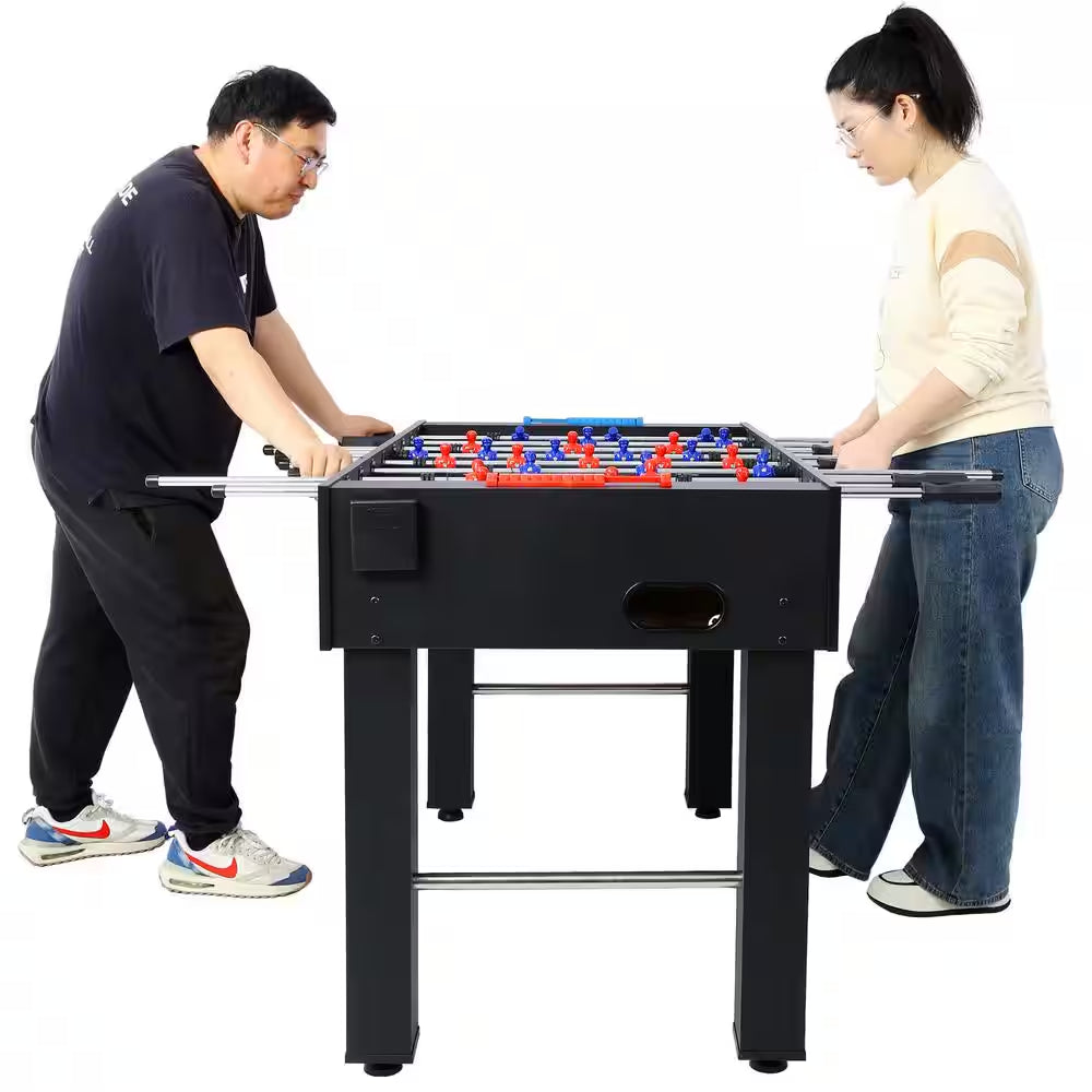 54 In. Black Hurricane Foosball Table for Family Game Rooms, Analog Scoring and Free Accessories