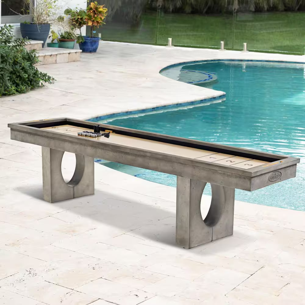 11 Ft. Aurora Outdoor Shuffleboard Table with All-Weather Playfield and (8-Puck Set)