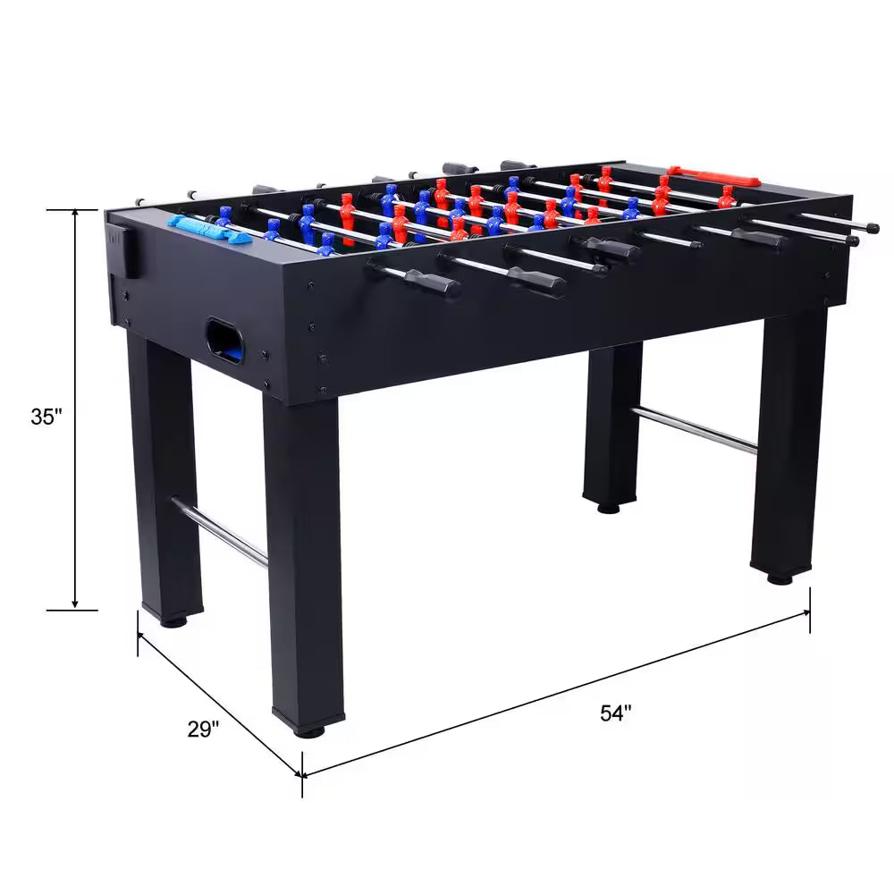 54 In. Black Hurricane Foosball Table for Family Game Rooms, Analog Scoring and Free Accessories