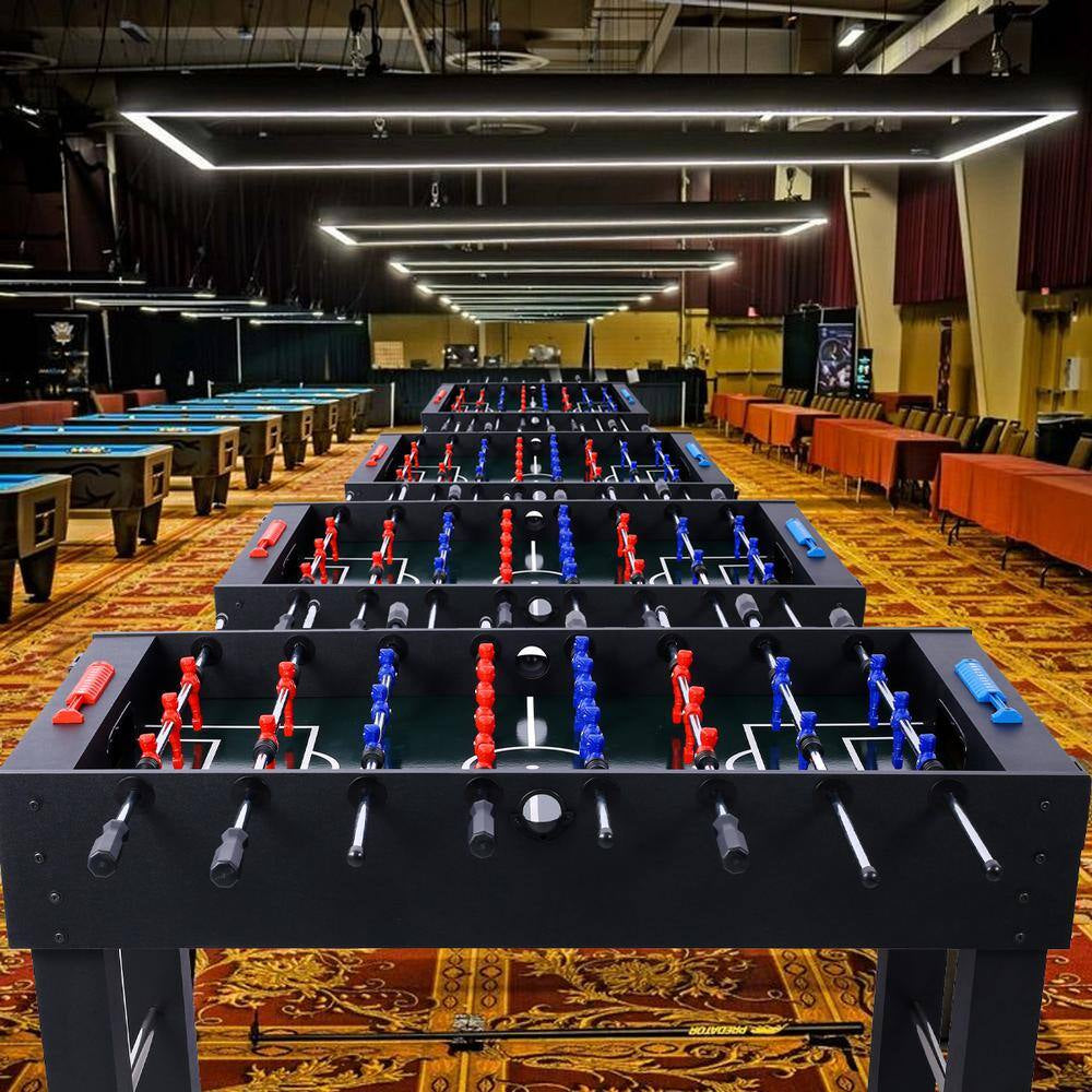 54 In. Black Hurricane Foosball Table for Family Game Rooms, Analog Scoring and Free Accessories