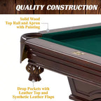 8.3 Ft. Pool Table with Billiard Ball and Cue Stick Set